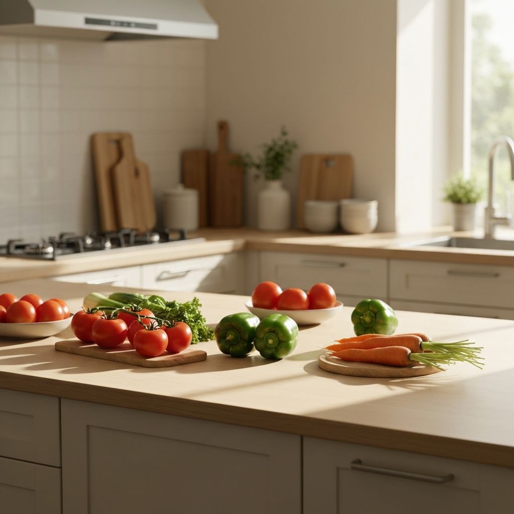 Escena de cocina con alimentos naturales